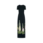 Oscar de la Renta Foxglove Embroidered Caftan - Oscar de la Renta Dresses - American Couture - Shop at Luxury Shoes 