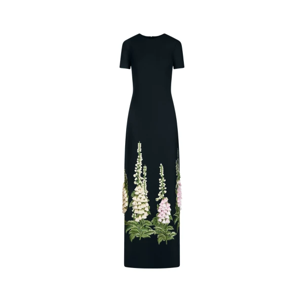 Oscar de la Renta Foxglove Embroidered Caftan - Oscar de la Renta Dresses - American Couture - Shop at Luxury Shoes 