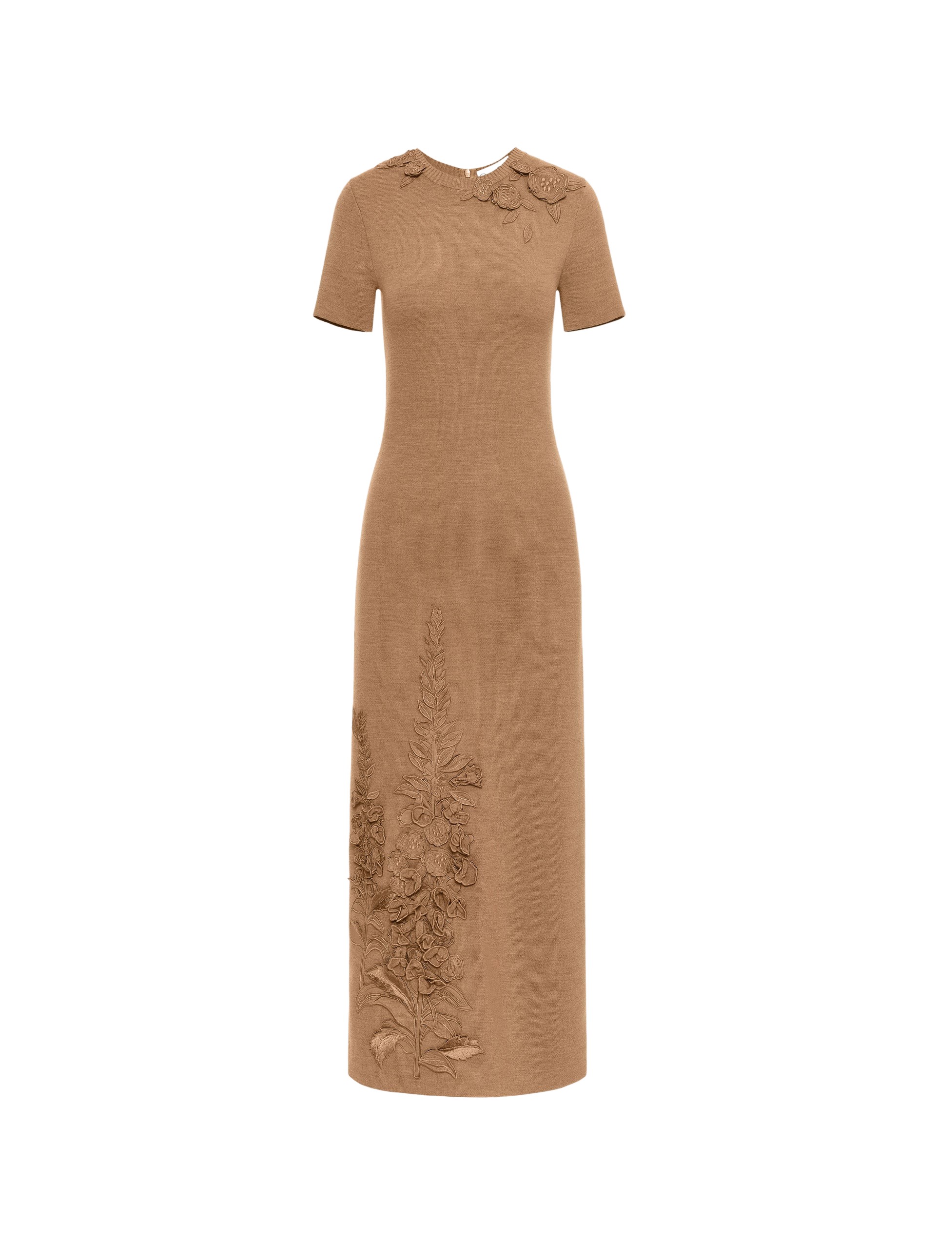 Oscar de la Renta Foxglove Embroidered Knit Dress - Oscar de la Renta Dresses - American Couture - Shop at Luxury Shoes 