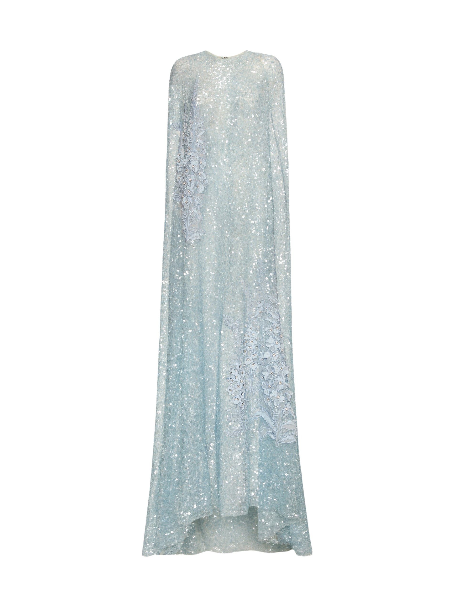 Oscar de la Renta Foxglove Embroidered Sequin Tulle Caftan - Oscar de la Renta Dresses - American Couture - Shop at Luxury Shoes 