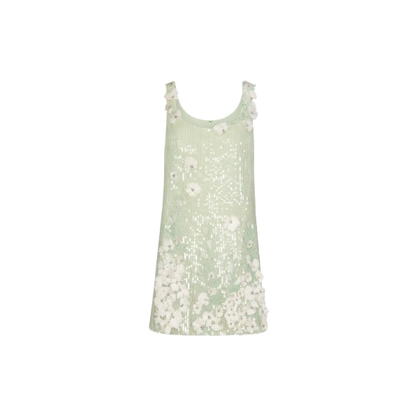 Oscar de la Renta Foxglove Embroidered Sequin Tulle Shift Dress - Oscar de la Renta Dresses - American Couture - Shop at Luxury Shoes 