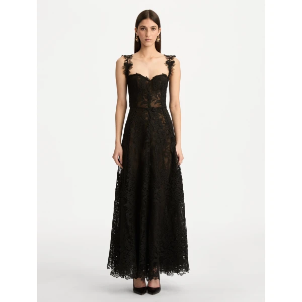 Oscar de la Renta Foxglove Guipure Cocktail Dress - Oscar de la Renta Dresses - American Couture - Shop at Luxury Shoes 