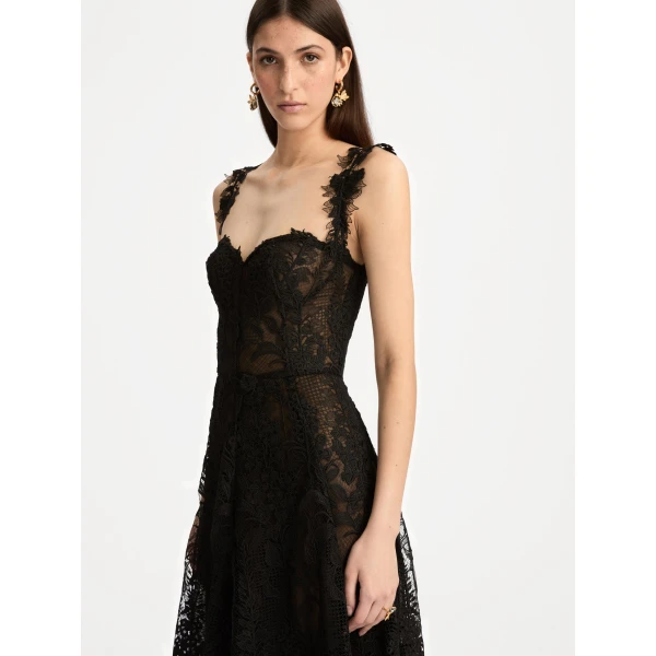Oscar de la Renta Foxglove Guipure Cocktail Dress - Oscar de la Renta Dresses - American Couture - Shop at Luxury Shoes 