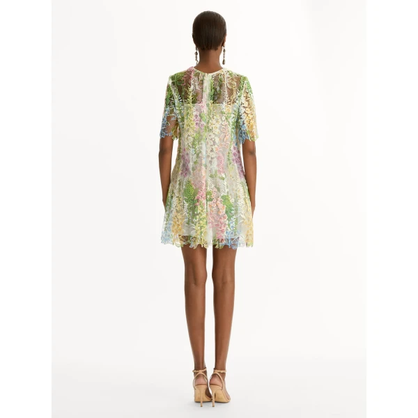 Oscar de la Renta Foxglove Guipure Shift Dress - Oscar de la Renta Dresses - American Couture - Shop at Luxury Shoes 
