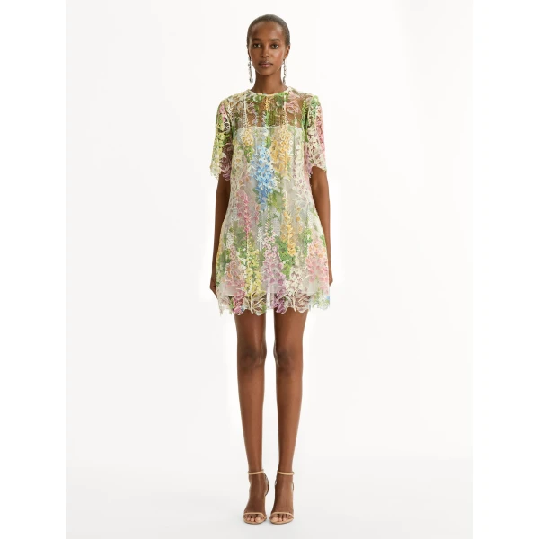 Oscar de la Renta Foxglove Guipure Shift Dress - Oscar de la Renta Dresses - American Couture - Shop at Luxury Shoes 