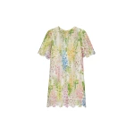 Oscar de la Renta Foxglove Guipure Shift Dress - Oscar de la Renta Dresses - American Couture - Shop at Luxury Shoes 