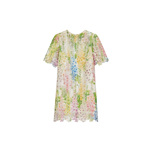 Oscar de la Renta Foxglove Guipure Shift Dress - Oscar de la Renta Dresses - American Couture - Shop at Luxury Shoes 