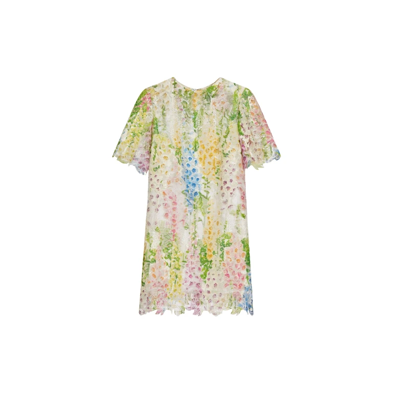 Oscar de la Renta Foxglove Guipure Shift Dress - Oscar de la Renta Dresses - American Couture - Shop at Luxury Shoes 