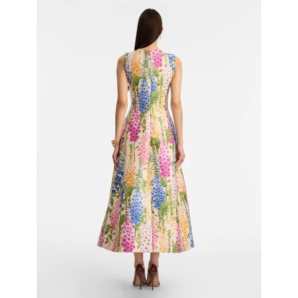 Oscar de la Renta Foxglove Jacquard Cocktail Dress - Oscar de la Renta Dresses - American Couture - Shop at Luxury Shoes 