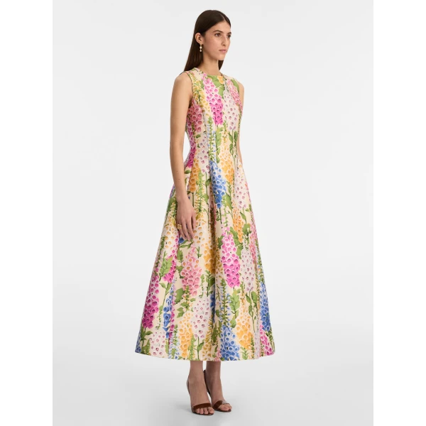 Oscar de la Renta Foxglove Jacquard Cocktail Dress - Oscar de la Renta Dresses - American Couture - Shop at Luxury Shoes 