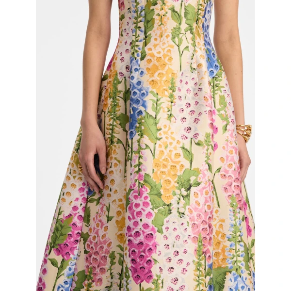 Oscar de la Renta Foxglove Jacquard Cocktail Dress - Oscar de la Renta Dresses - American Couture - Shop at Luxury Shoes 