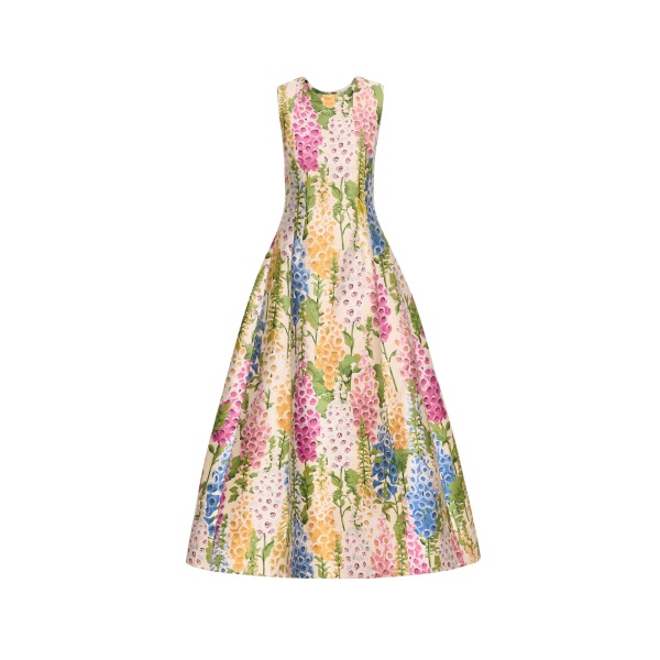 Oscar de la Renta Foxglove Jacquard Cocktail Dress - Oscar de la Renta Dresses - American Couture - Shop at Luxury Shoes 