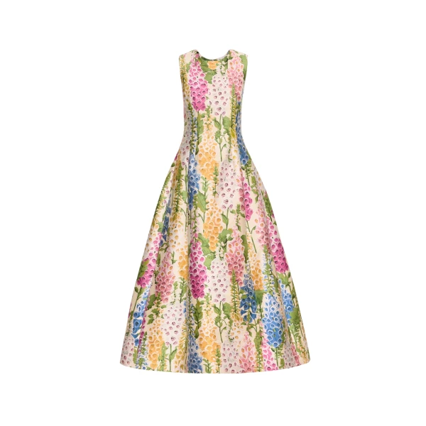 Oscar de la Renta Foxglove Jacquard Cocktail Dress - Oscar de la Renta Dresses - American Couture - Shop at Luxury Shoes 