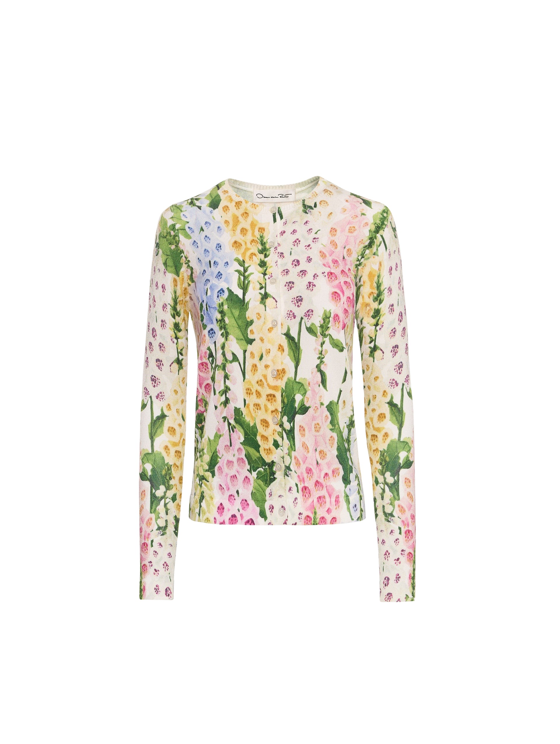 Oscar de la Renta Foxglove Printed Cardigan