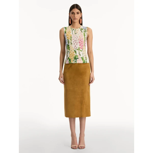 Oscar de la Renta Foxglove Printed Tank - Oscar de la Renta Tops - American Couture - Shop at Luxury Shoes 