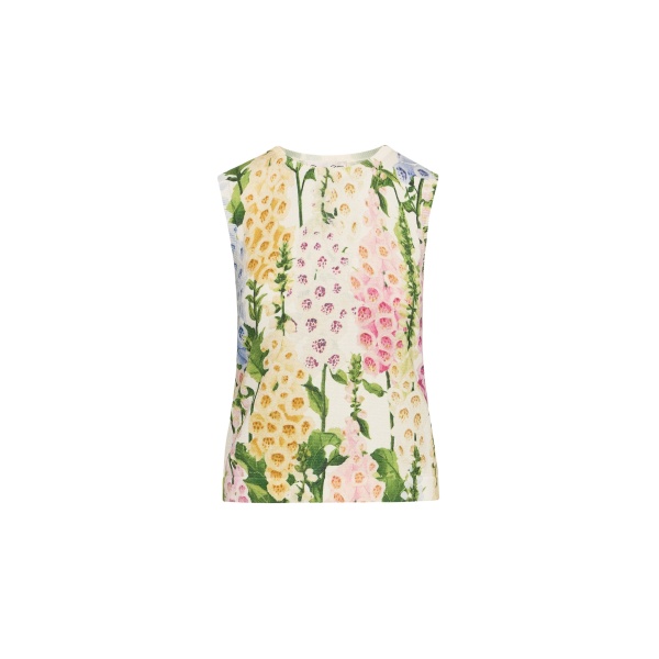 Oscar de la Renta Foxglove Printed Tank - Oscar de la Renta Tops - American Couture - Shop at Luxury Shoes 