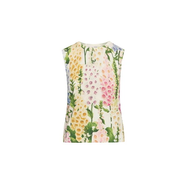 Oscar de la Renta Foxglove Printed Tank - Oscar de la Renta Tops - American Couture - Shop at Luxury Shoes 
