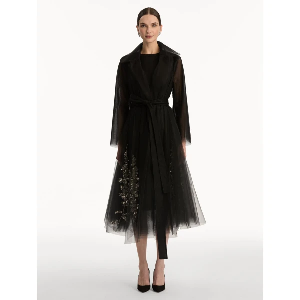 Oscar de la Renta Foxglove Sequin Embroidered Opera Coat - Oscar de la Renta Coats - American Couture - Shop at Luxury Shoes 