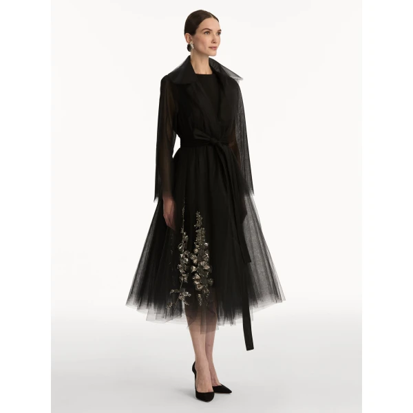 Oscar de la Renta Foxglove Sequin Embroidered Opera Coat - Oscar de la Renta Coats - American Couture - Shop at Luxury Shoes 