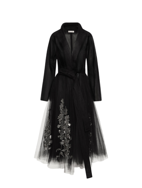Oscar de la Renta Foxglove Sequin Embroidered Opera Coat - Oscar de la Renta Coats - American Couture - Shop at Luxury Shoes 