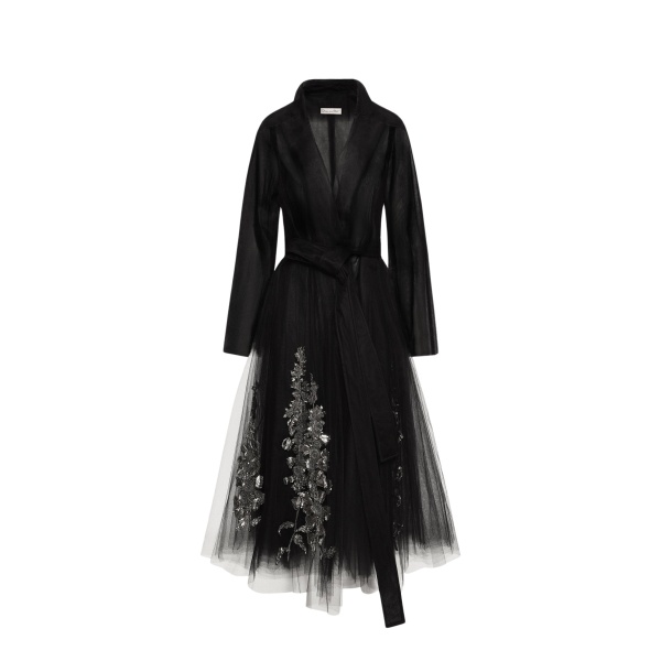 Oscar de la Renta Foxglove Sequin Embroidered Opera Coat - Oscar de la Renta Coats - American Couture - Shop at Luxury Shoes 