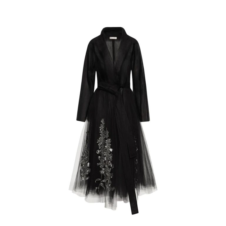 Oscar de la Renta Foxglove Sequin Embroidered Opera Coat - Oscar de la Renta Coats - American Couture - Shop at Luxury Shoes 