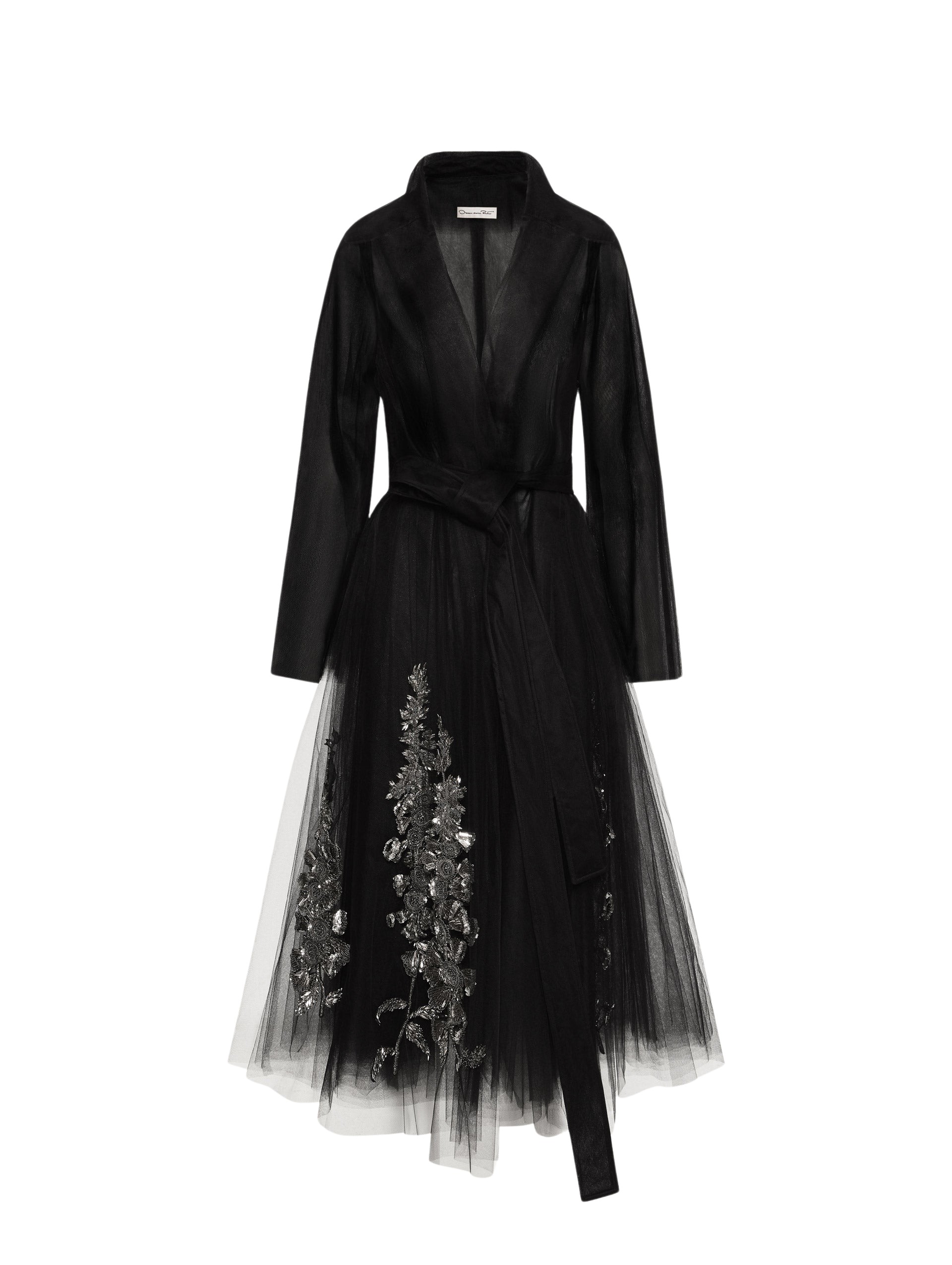 Oscar de la Renta Foxglove Sequin Embroidered Opera Coat