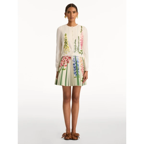 Oscar de la Renta Foxglove Threadwork Cardigan - Oscar de la Renta Knitwear - American Couture - Shop at Luxury Shoes 
