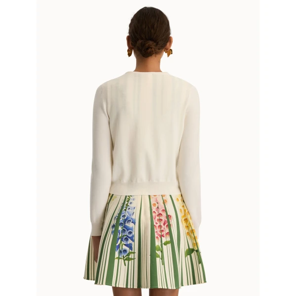 Oscar de la Renta Foxglove Threadwork Cardigan - Oscar de la Renta Knitwear - American Couture - Shop at Luxury Shoes 