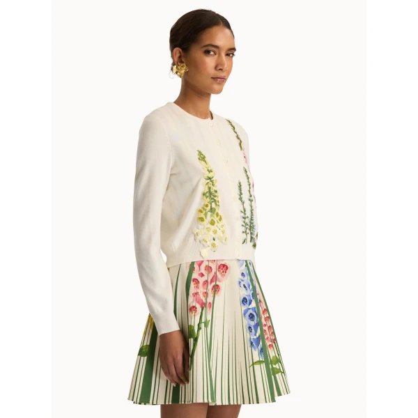 Oscar de la Renta Foxglove Threadwork Cardigan - Oscar de la Renta Knitwear - American Couture - Shop at Luxury Shoes 