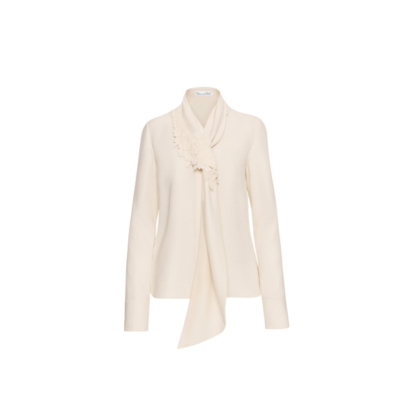 Oscar de la Renta Foxglove Tie-Neck Georgette Blouse - Oscar de la Renta Tops - American Couture - Shop at Luxury Shoes 