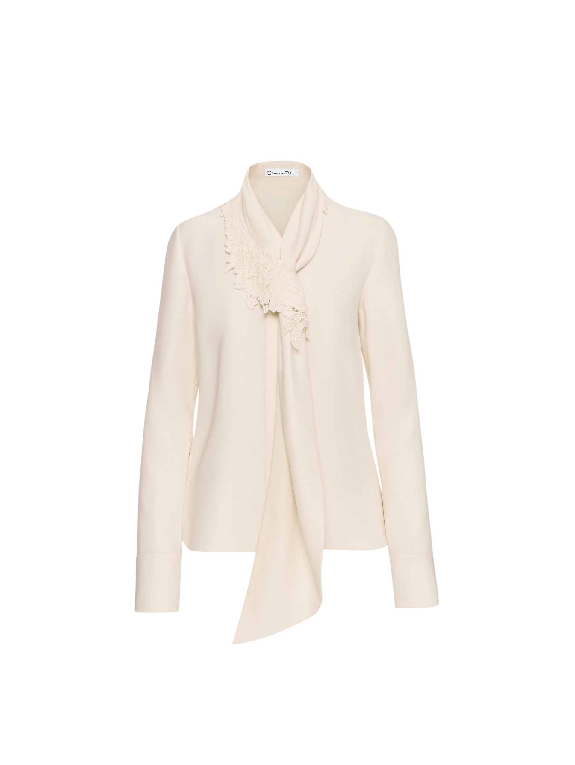 Oscar de la Renta Foxglove Tie-Neck Georgette Blouse