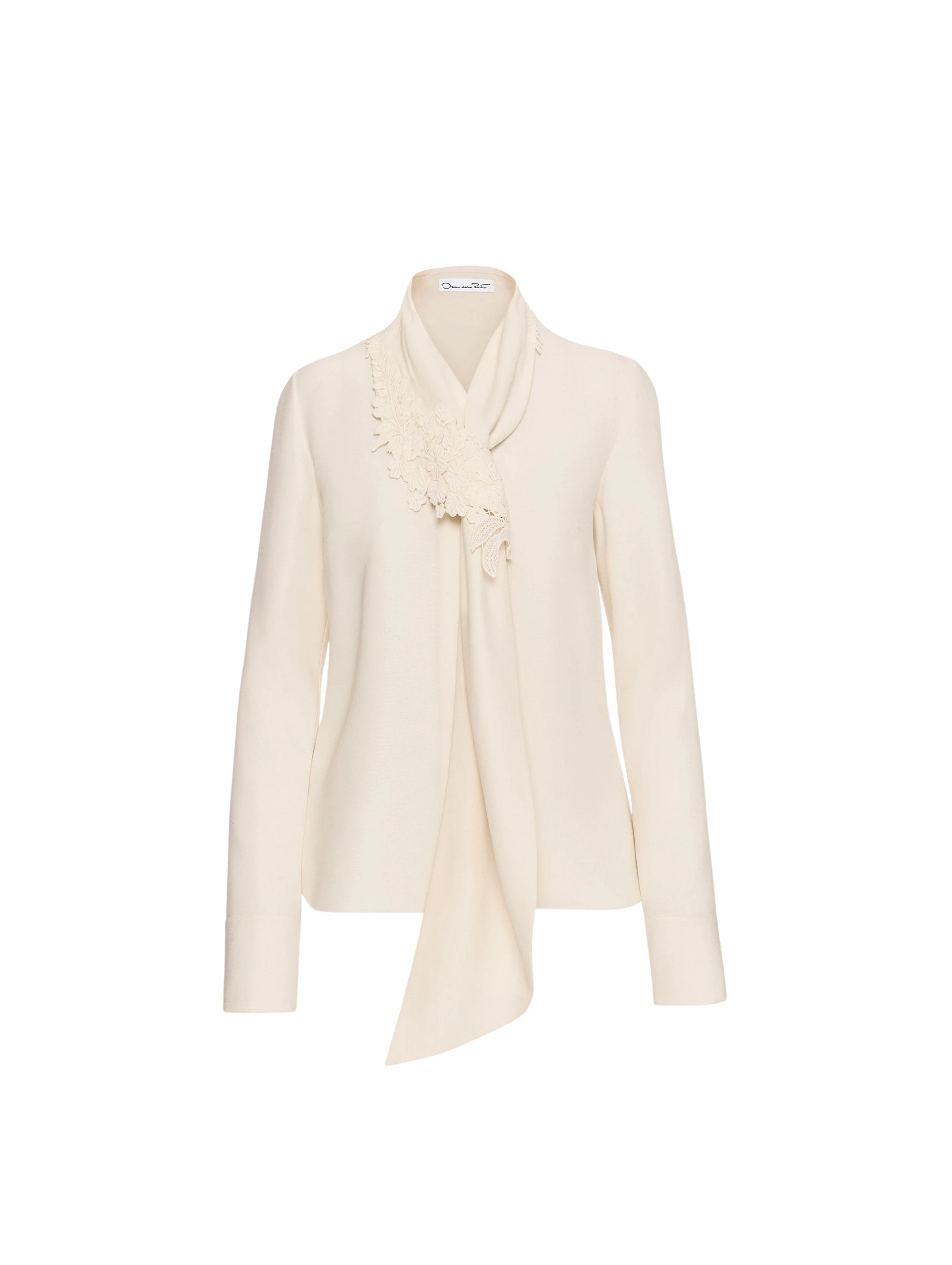 Foxglove-Tie-Neck-Georgette-Blouse-Oscar-de-la-Renta-Tops58938_nobg Oscar de la Renta Foxglove Tie-Neck Georgette Blouse - Oscar de la Renta Tops - American Couture - Shop at Luxury Shoes