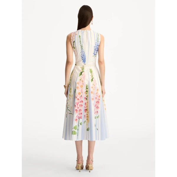Oscar de la Renta Foxglove Trompe L’oeil Cotton Poplin Dress - Oscar de la Renta Dresses - American Couture - Shop at Luxury Shoes 
