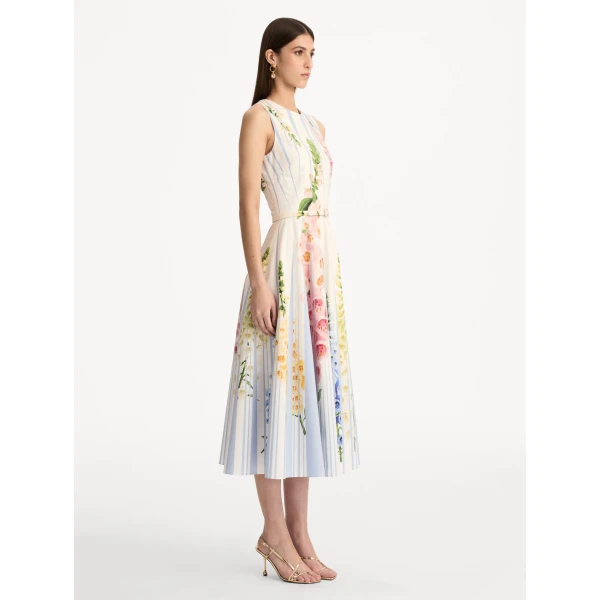 Oscar de la Renta Foxglove Trompe L’oeil Cotton Poplin Dress - Oscar de la Renta Dresses - American Couture - Shop at Luxury Shoes 