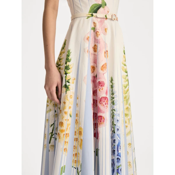 Oscar de la Renta Foxglove Trompe L’oeil Cotton Poplin Dress - Oscar de la Renta Dresses - American Couture - Shop at Luxury Shoes 