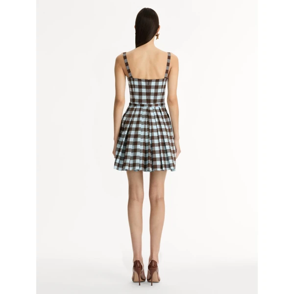 Oscar de la Renta Gingham Cotton Poplin Sleeveless Dress - Oscar de la Renta Dresses - American Couture - Shop at Luxury Shoes 