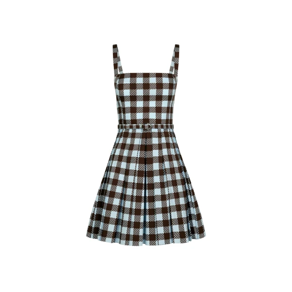 Oscar de la Renta Gingham Cotton Poplin Sleeveless Dress - Oscar de la Renta Dresses - American Couture - Shop at Luxury Shoes 