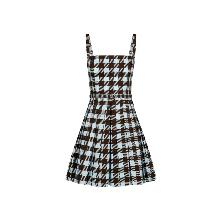 Oscar de la Renta Gingham Cotton Poplin Sleeveless Dress - Oscar de la Renta Dresses - American Couture - Shop at Luxury Shoes 