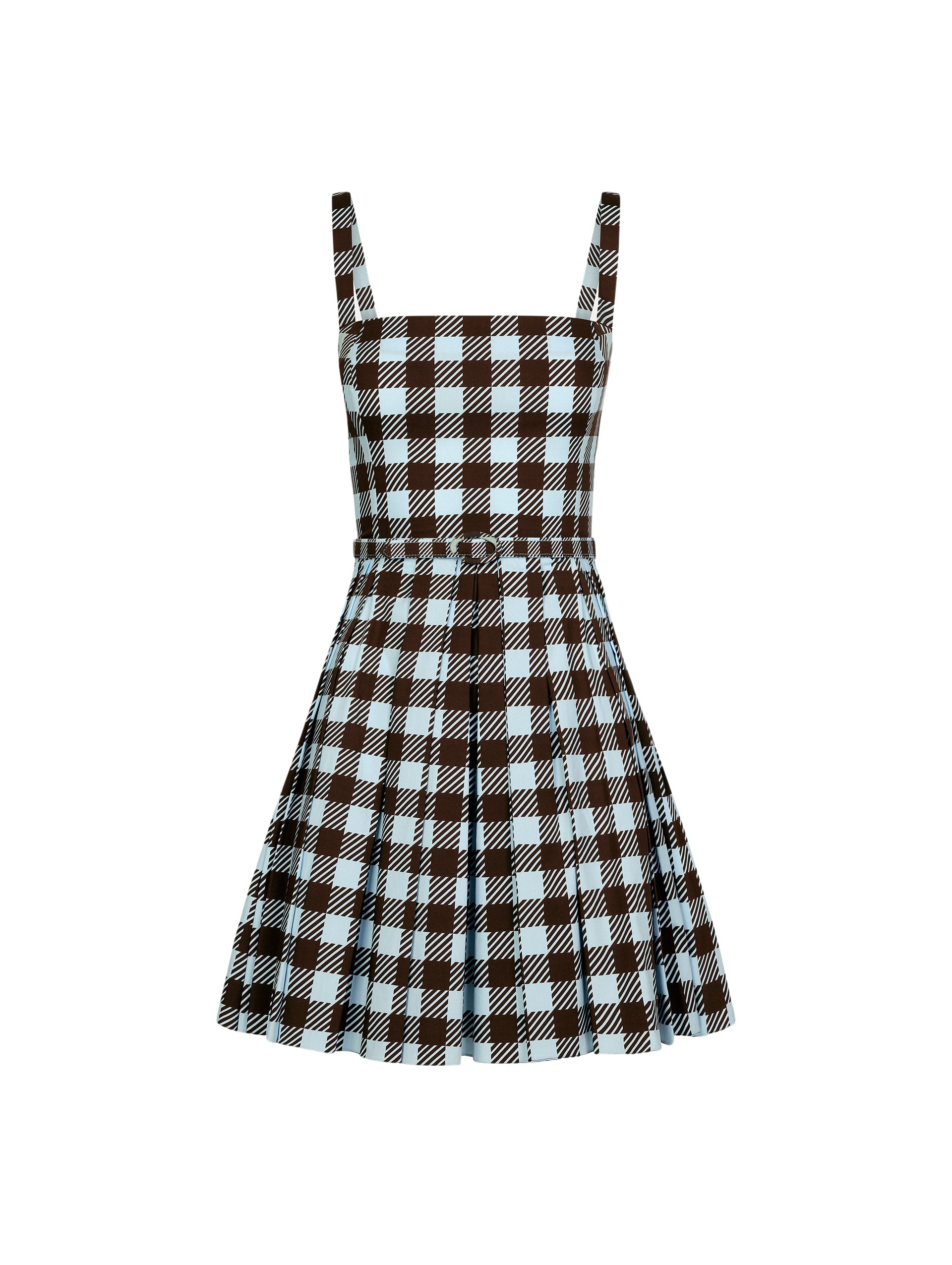 Oscar de la Renta Gingham Cotton Poplin Sleeveless Dress - Oscar de la Renta Dresses - American Couture - Shop at Luxury Shoes 