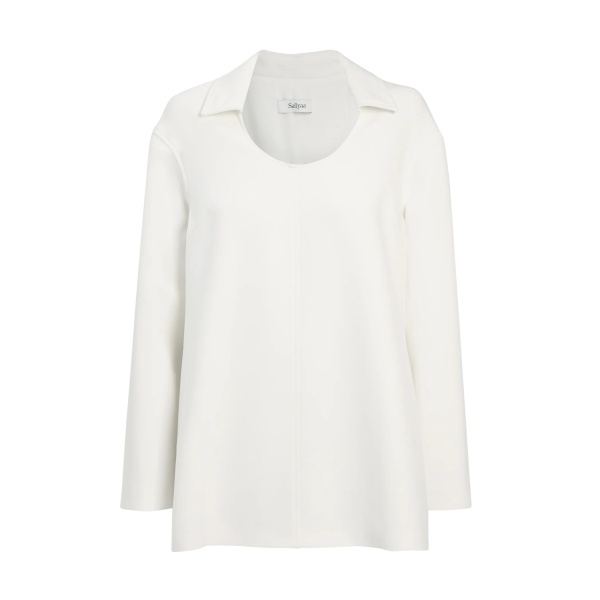 Safiyaa Giovanna Top in Ivory - Safiyaa Tops - Heavy Crepe Cape Gown - Shop at Luxury Shoes 