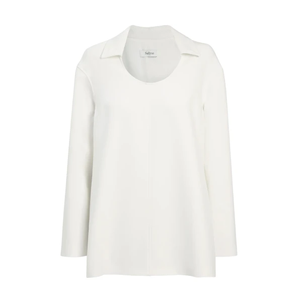 Safiyaa Giovanna Top in Ivory - Safiyaa Tops - Heavy Crepe Cape Gown - Shop at Luxury Shoes 