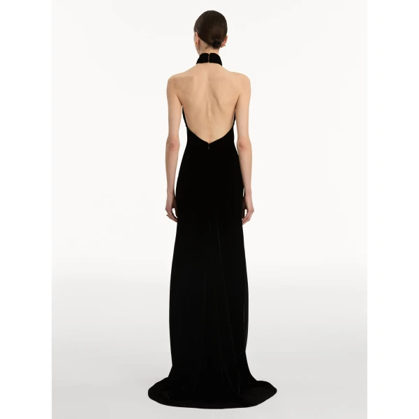 Oscar de la Renta Gold Leaf Embroidered Velvet Gown - Oscar de la Renta Dresses - American Couture - Shop at Luxury Shoes 