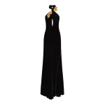 Oscar de la Renta Gold Leaf Embroidered Velvet Gown - Oscar de la Renta Dresses - American Couture - Shop at Luxury Shoes 