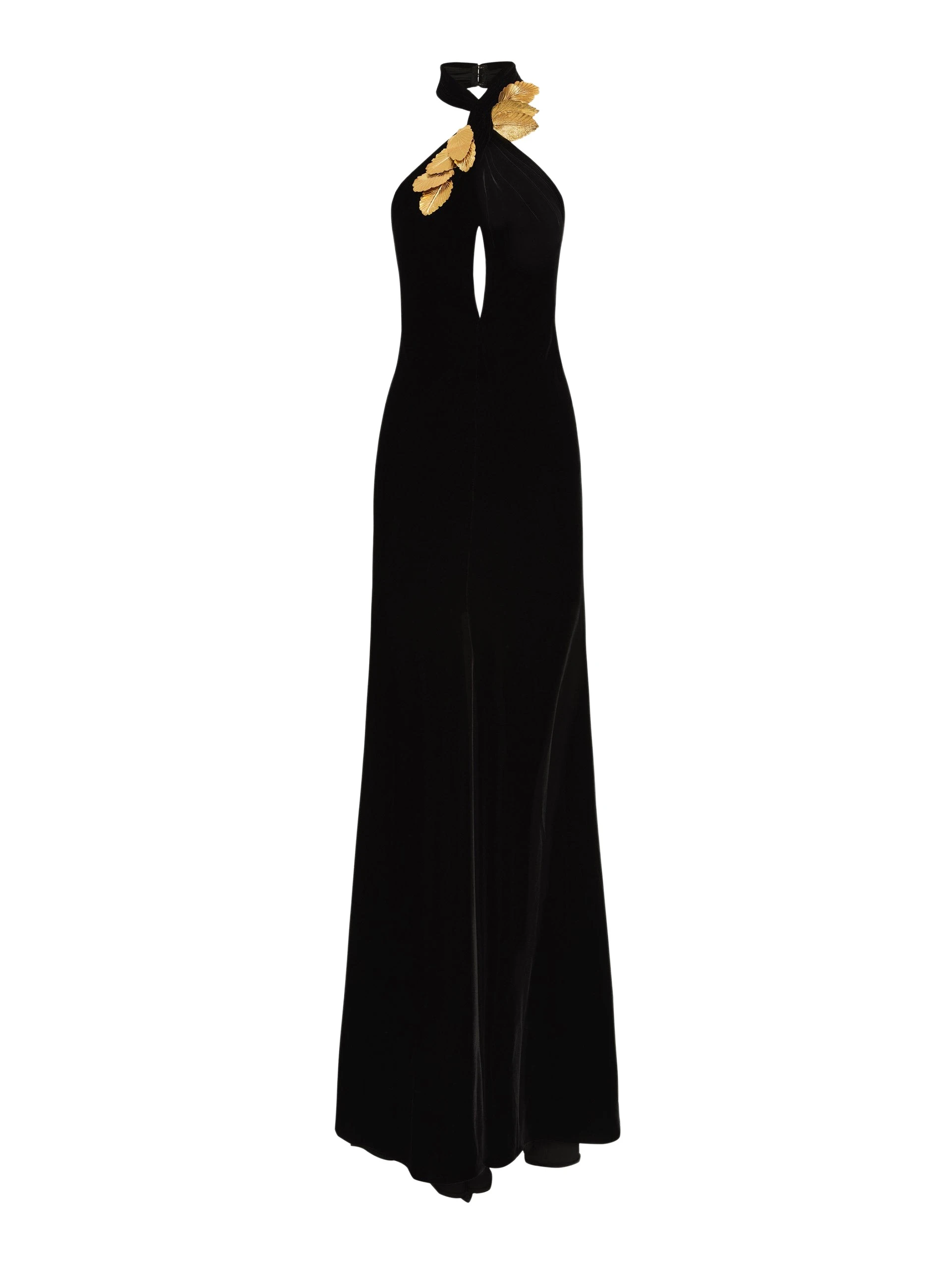 Gold-Leaf-Embroidered-Velvet-Gown-Oscar-de-la-Renta-Dresses19395_nobg Oscar de la Renta Gold Leaf Embroidered Velvet Gown - Oscar de la Renta Dresses - American Couture - Shop at Luxury Shoes
