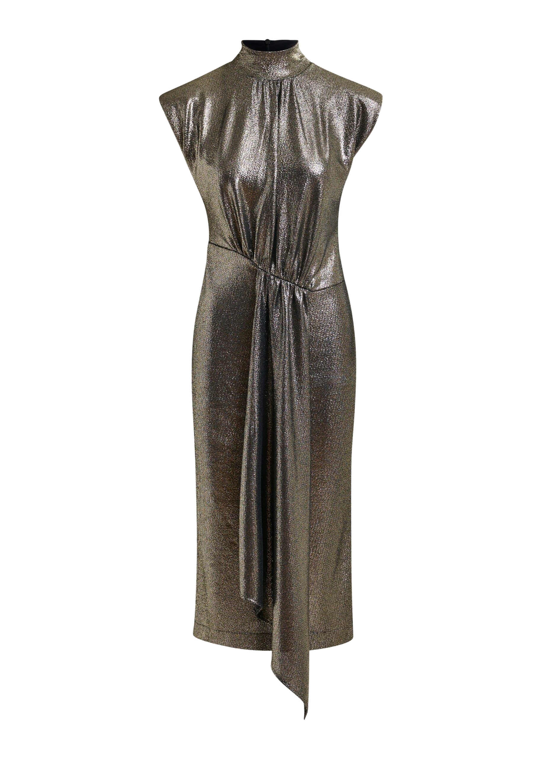 Essentiel Antwerp Gold stretch lurex midi-length dress