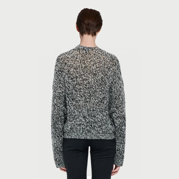Giambattista Valli Gray Wool Sweater With Black Macramé - Giambattista Valli Knitwear - Romantic Couture - Shop at Luxury Shoes 
