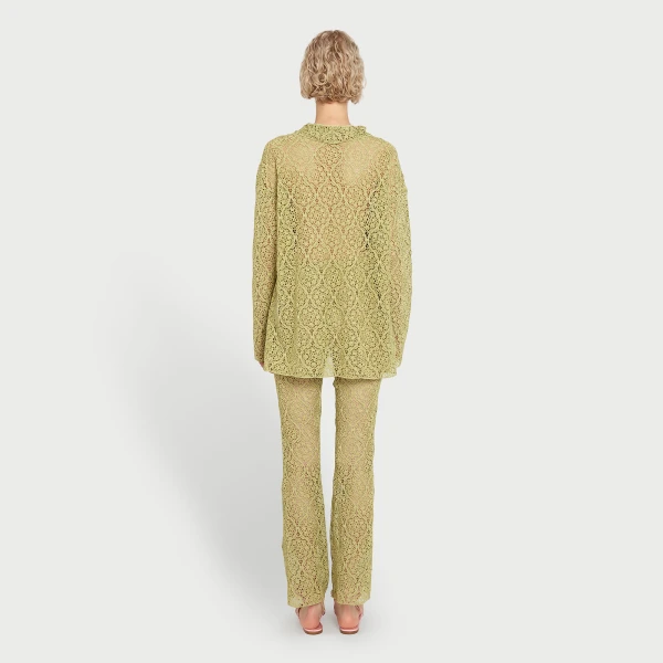 Giambattista Valli Green Filigree Macramé Blouse - Giambattista Valli Tops - Romantic Couture - Shop at Luxury Shoes 