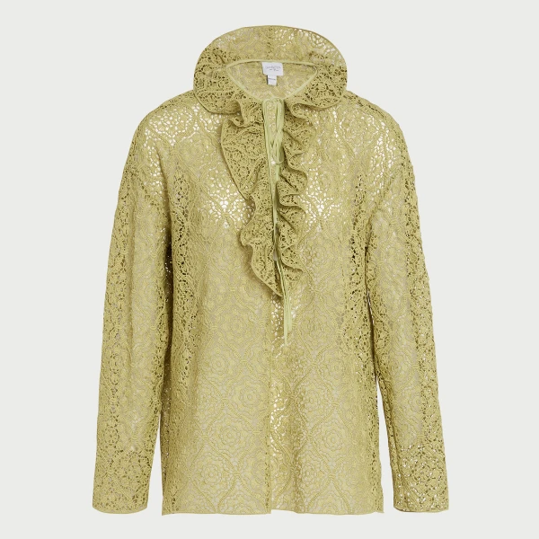 Giambattista Valli Green Filigree Macramé Blouse - Giambattista Valli Tops - Romantic Couture - Shop at Luxury Shoes 