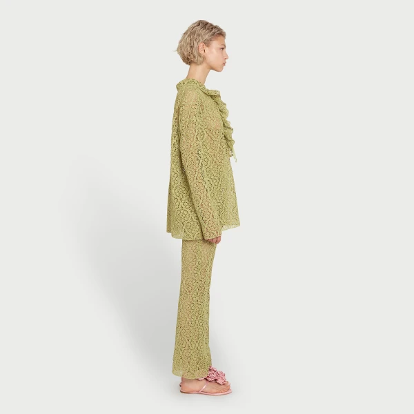 Giambattista Valli Green Filigree Macramé Blouse - Giambattista Valli Tops - Romantic Couture - Shop at Luxury Shoes 